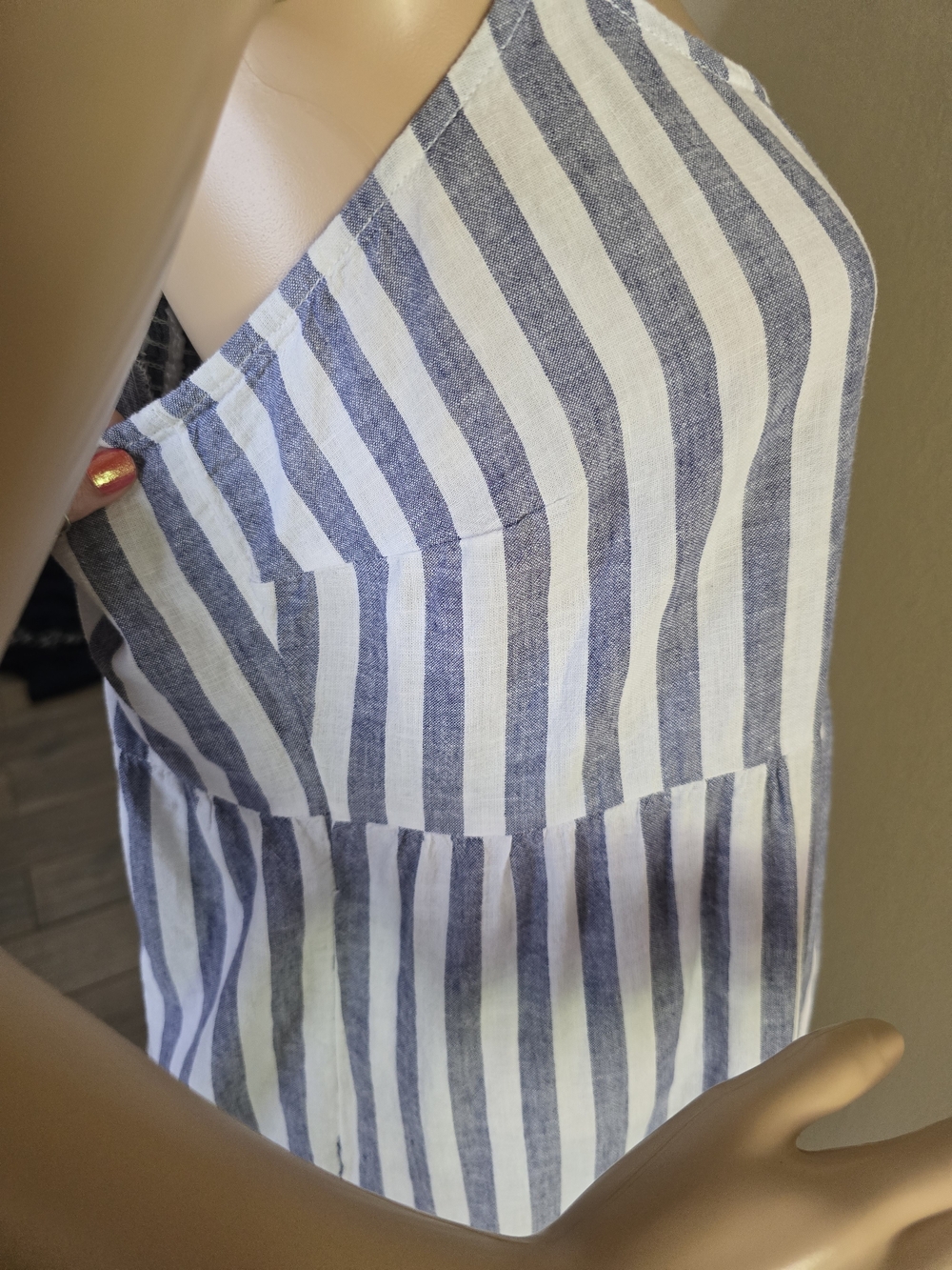 beachlunchlounge Tiered Blue and White Striped Midi Dress - Picture 4 of 10